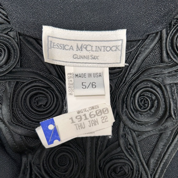 Vintage Jessica McClintock Gunne Sax Black Dress with Slit and Back Detail - Picture 8 of 12